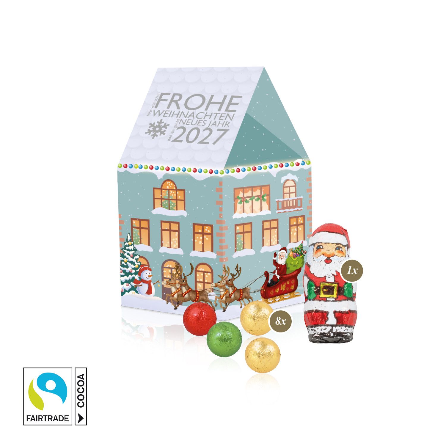 3D Präsent "Haus" mit Fairtrade Schokolade-550