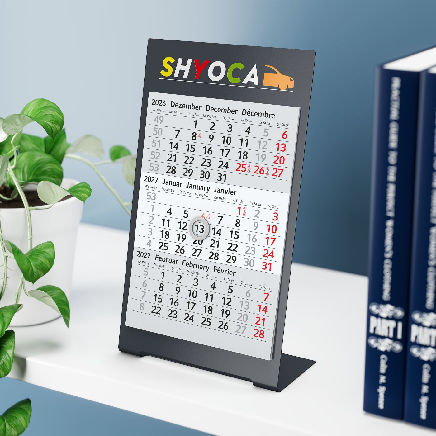 Tischkalender Desktop 3 Color, 2 Jahre, anthrazit-955