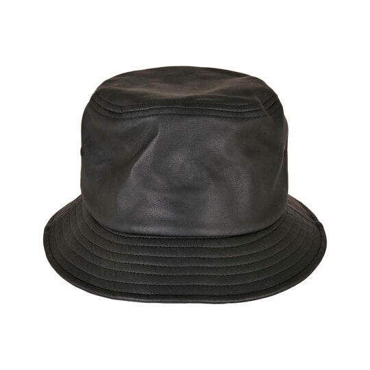 Imitation Leather Bucket Hat - black-891