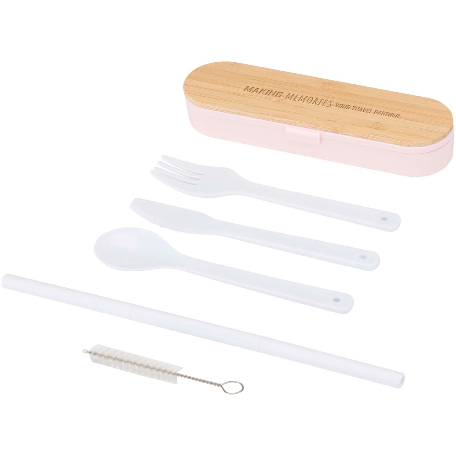 Runa Besteckset mit Bambusdeckel - hellrosa-50