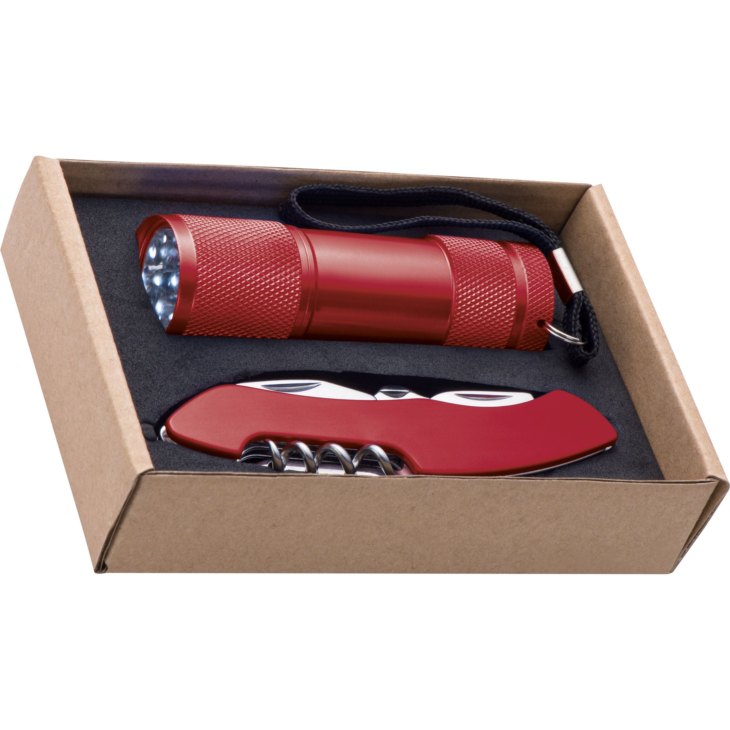 Set Taschenlampe & Taschenmesser Dover - rot-529