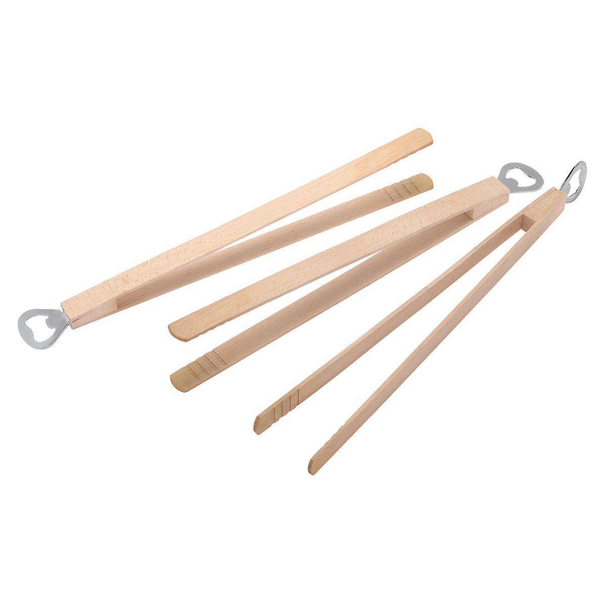 Grillzange Holz mit Flaschenöffner - beige-916