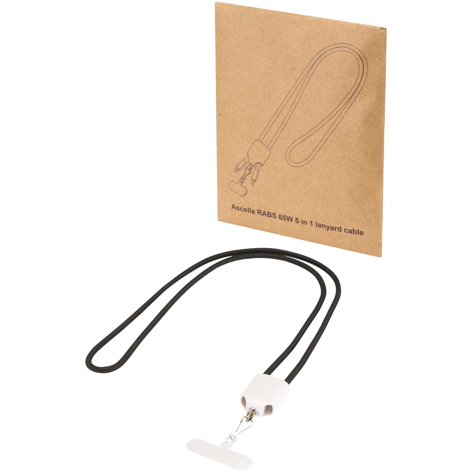 Ion 65 W 5-in-1-Ladekabel mit Lanyard aus recyceltem Kunststoff - weiss-8