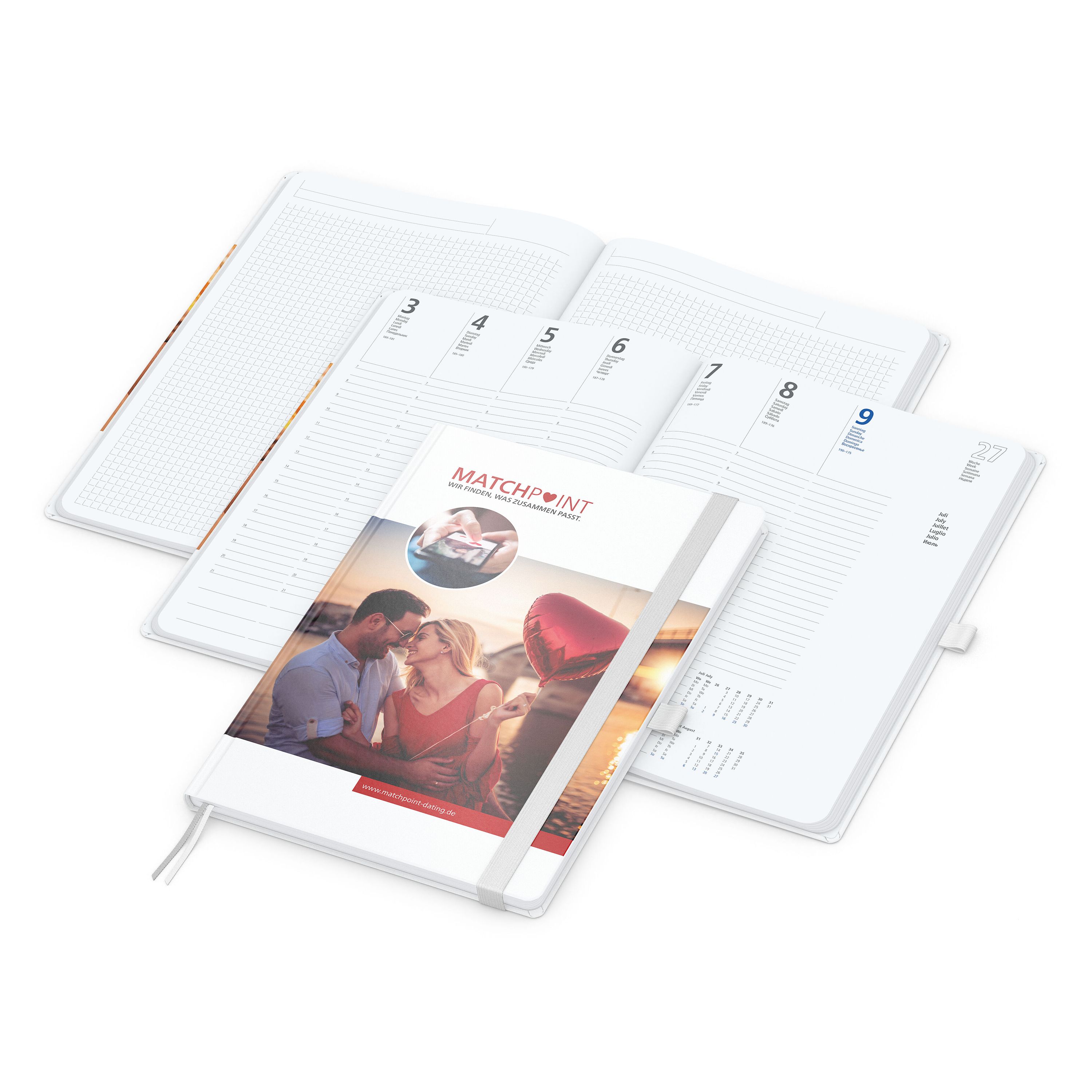 Wochenkalender vorne + Notizen hinten Match-Hybrid, A4, Papier matt, weiß-62