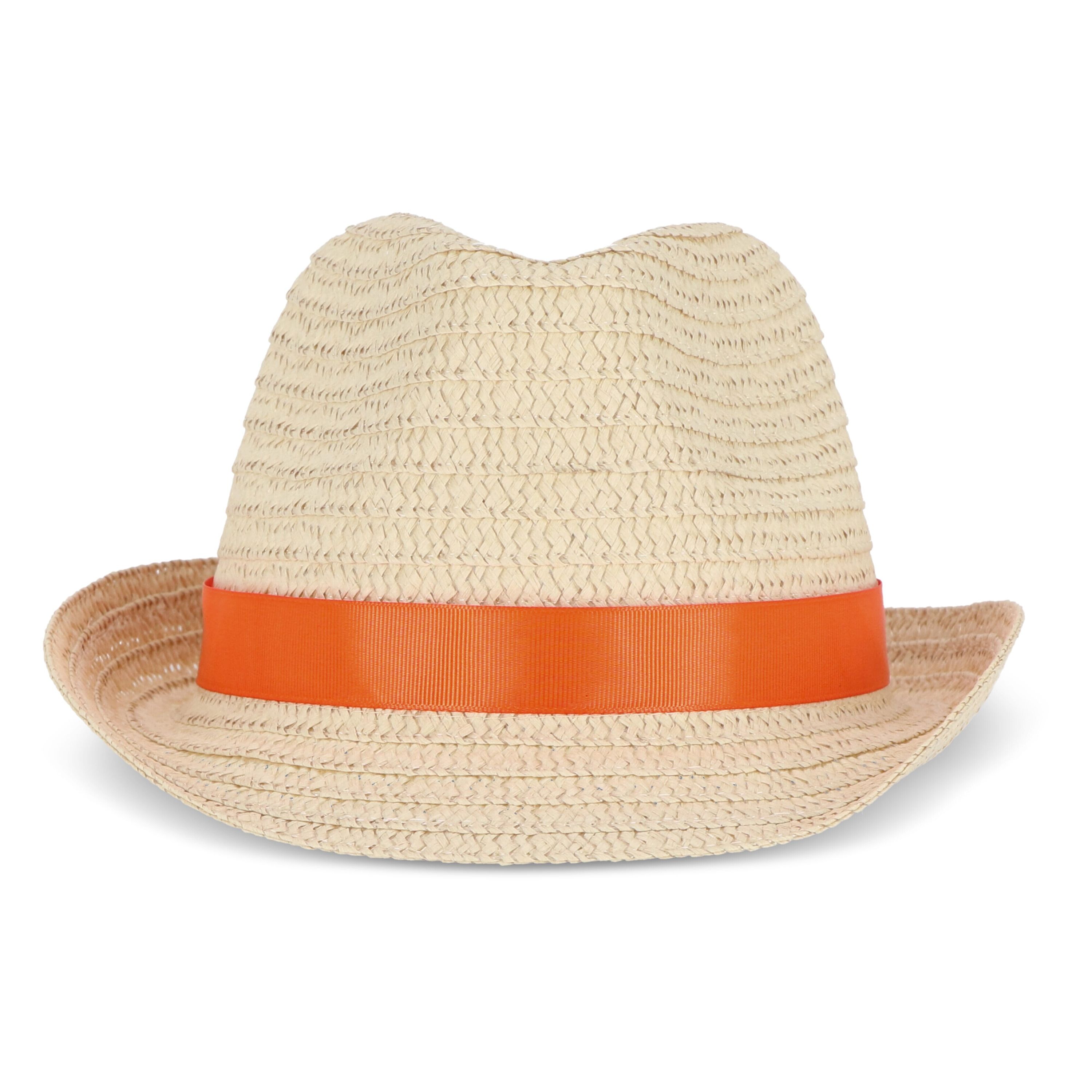 Pflanzlicher Strohhut mit farbigem Band - orange-72