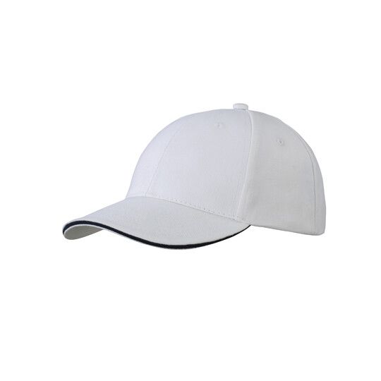 6-Panel Sandwich Cap - white - navy-296