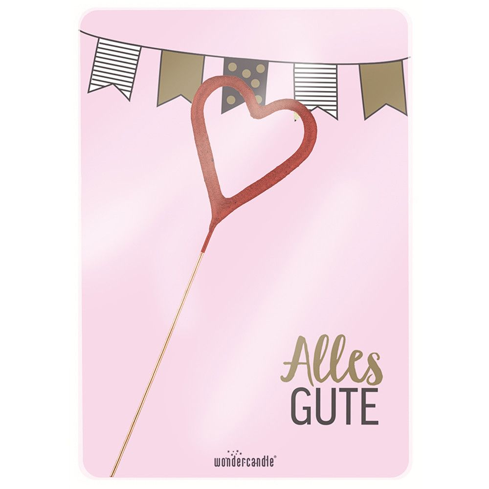 Wondercandle Mini mit Wondercard  - Herz, gold-305