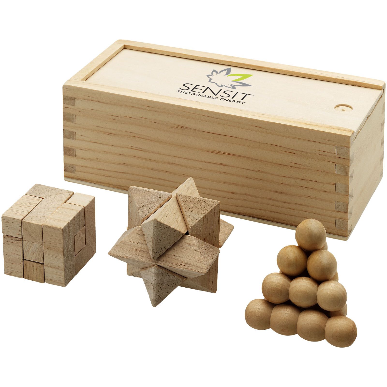 Brainiac 3-teiliges Denksportspiel aus Holz - natur-691