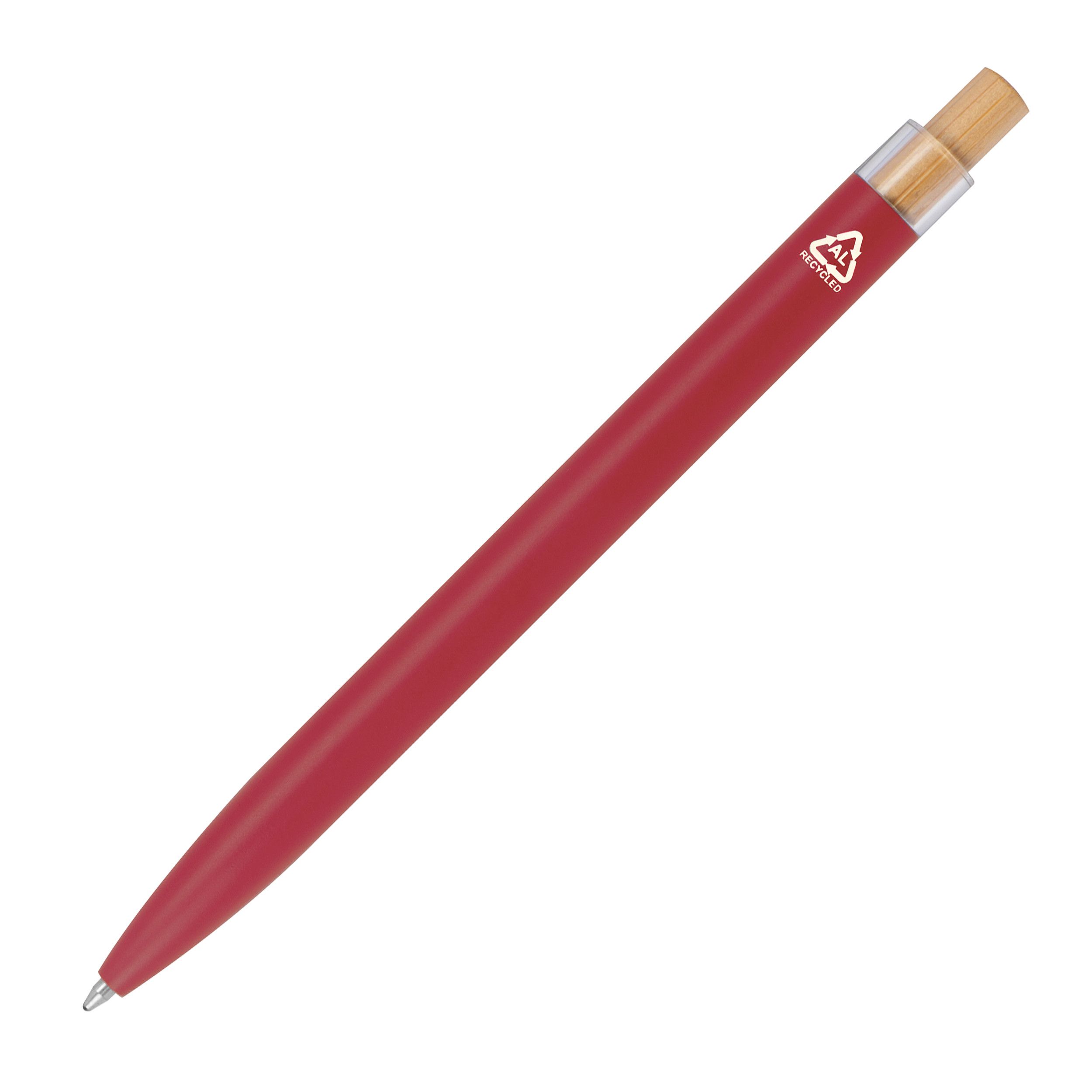Schreibset mit Kugelschreiber und Rollerball aus recyceltem Aluminium  - rot-911