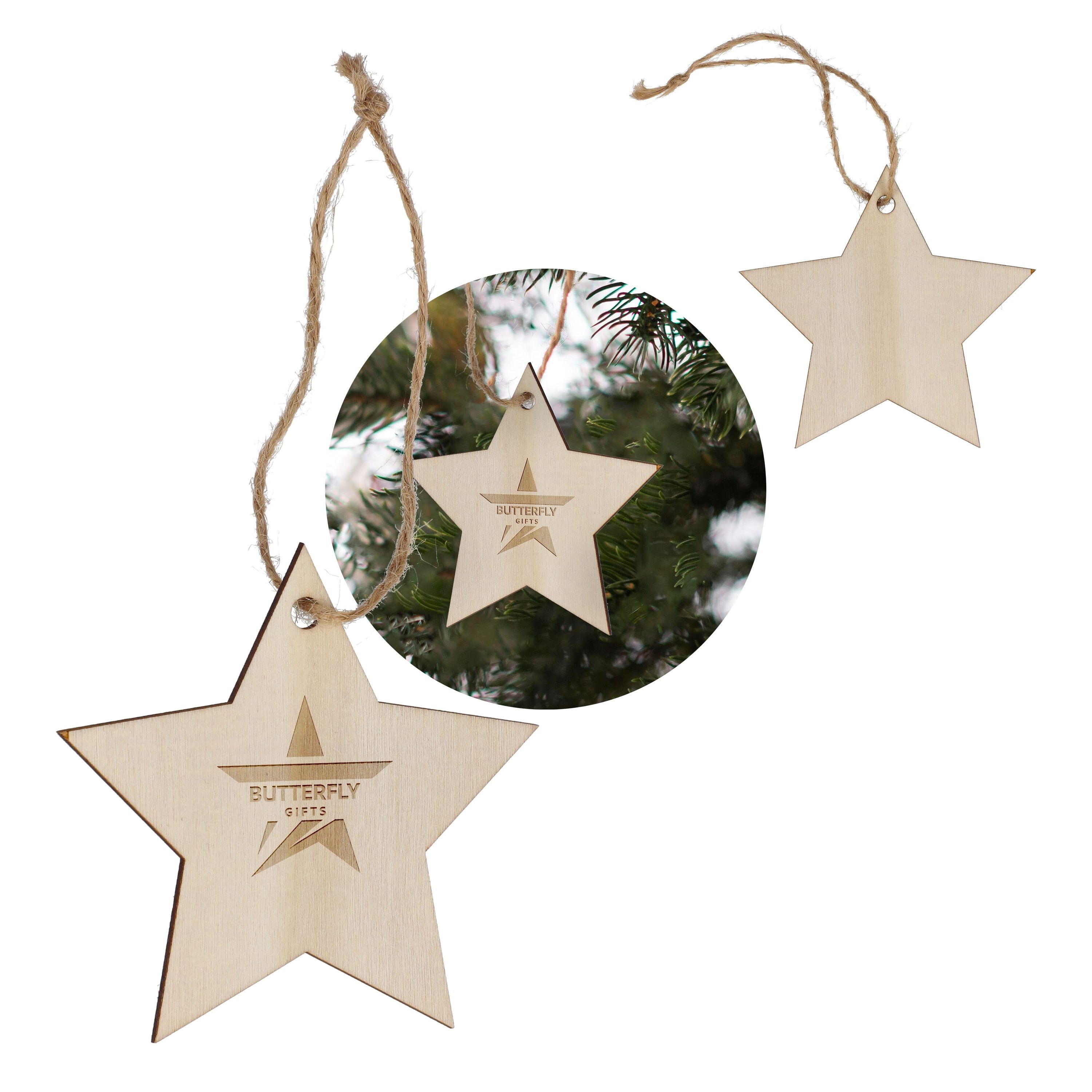 Sternförmiges Weihnachtsornament aus Holz  - natur-625
