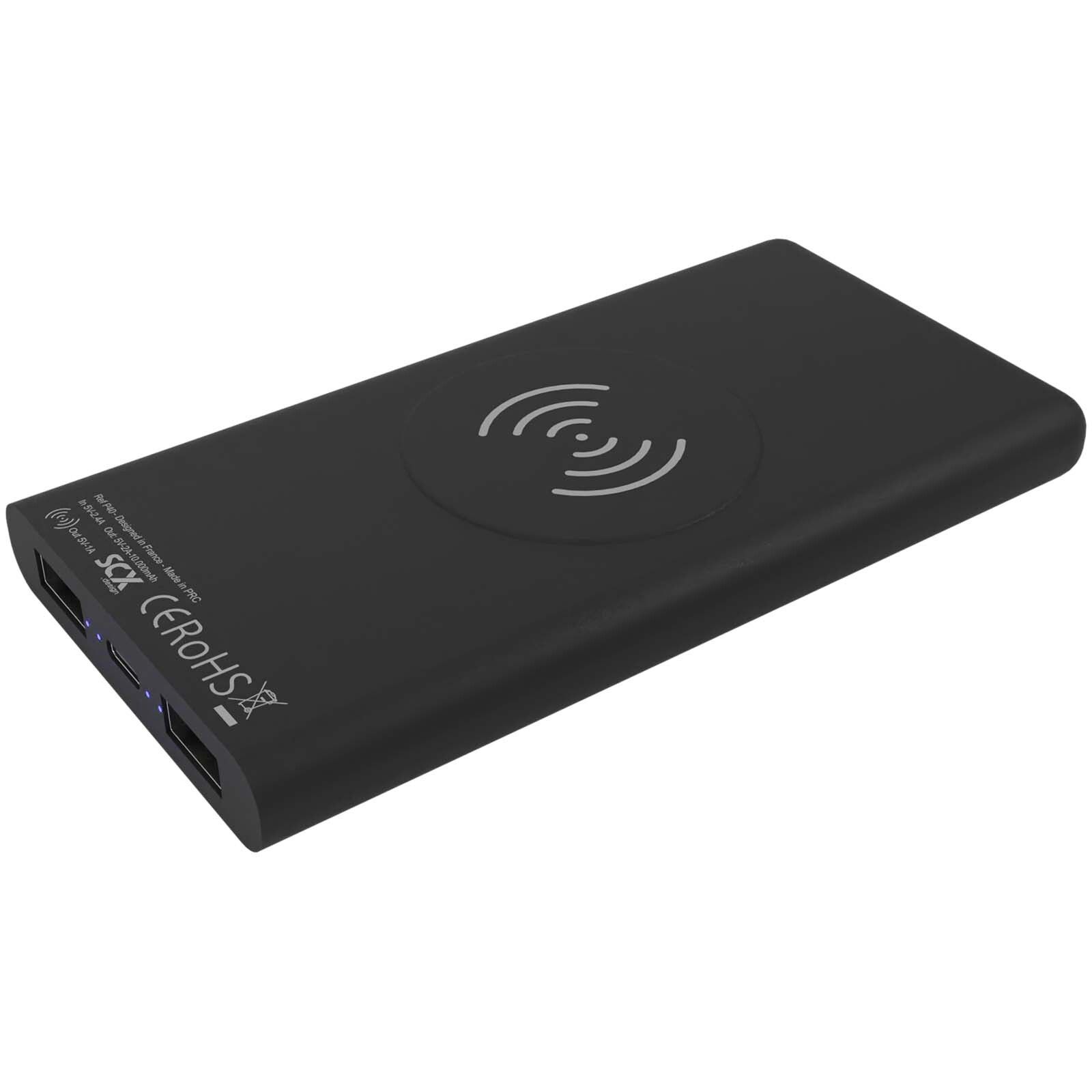 SCX.design P40 10.000 mAh kabellose Powerbank mit Leuchtlogo  - schwarz-997