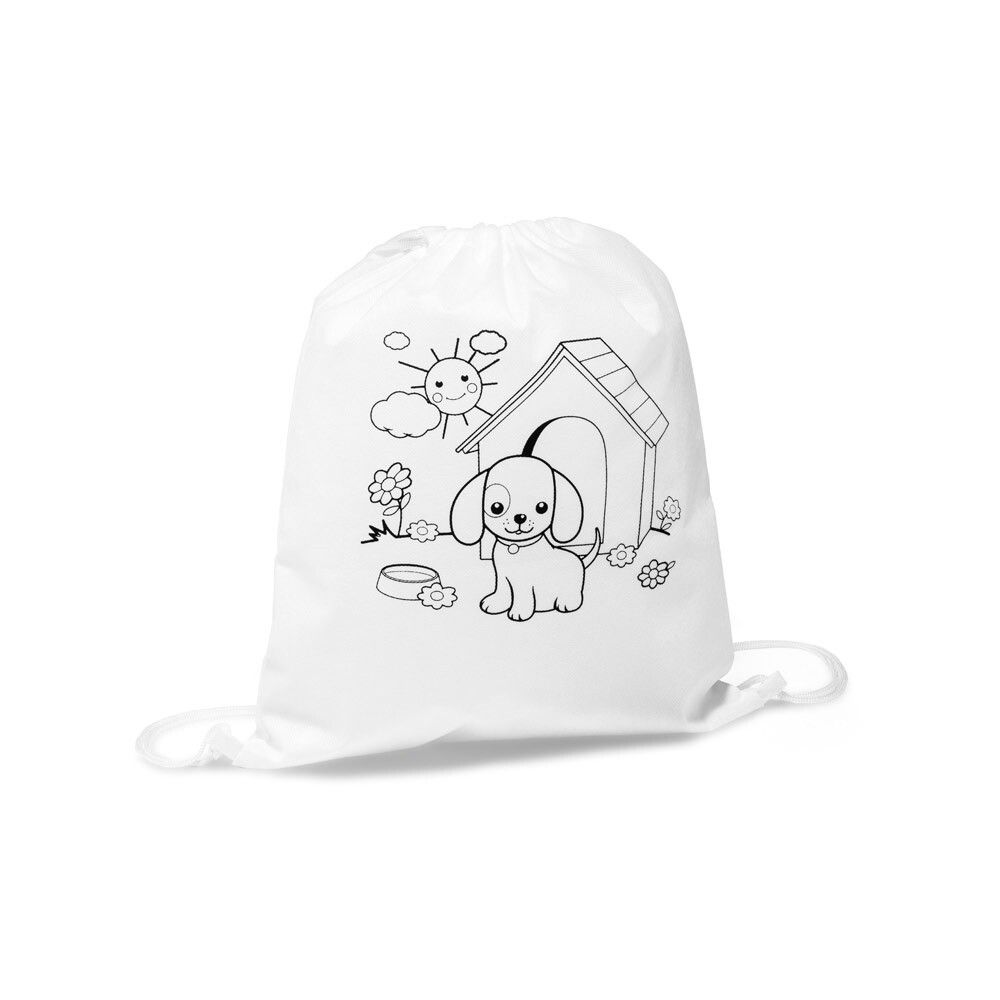 DRAWS Kinder-Kordelbeutel zum Ausmalen (80 g/m²) - weiß-415