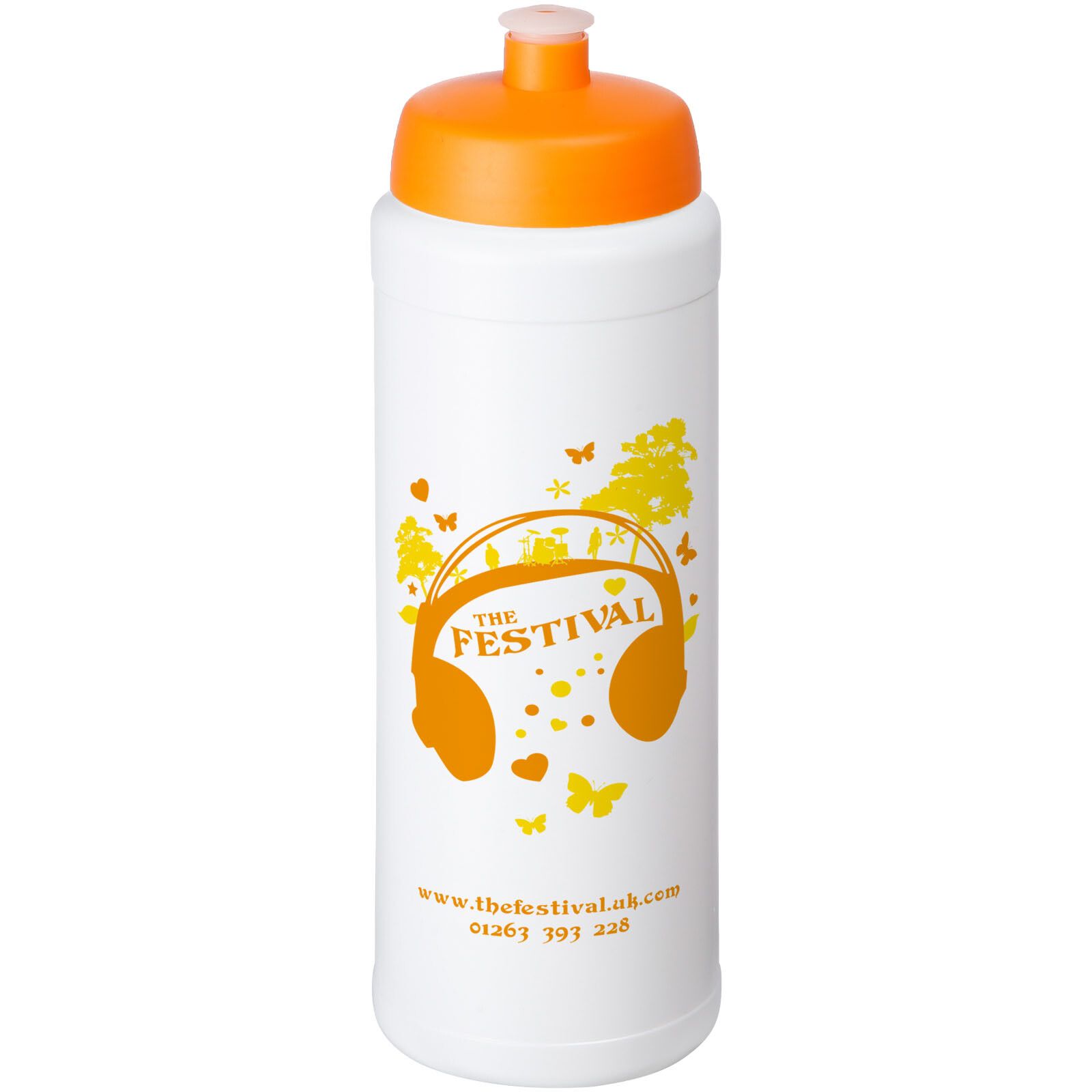 Baseline Plus grip 750 ml Sportflasche mit Sportdeckel - weiss -  orange-98