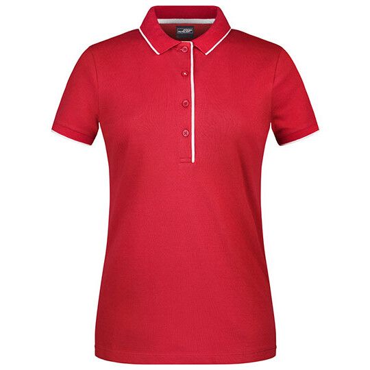 Ladies´ Polo Stripe - red - white-858