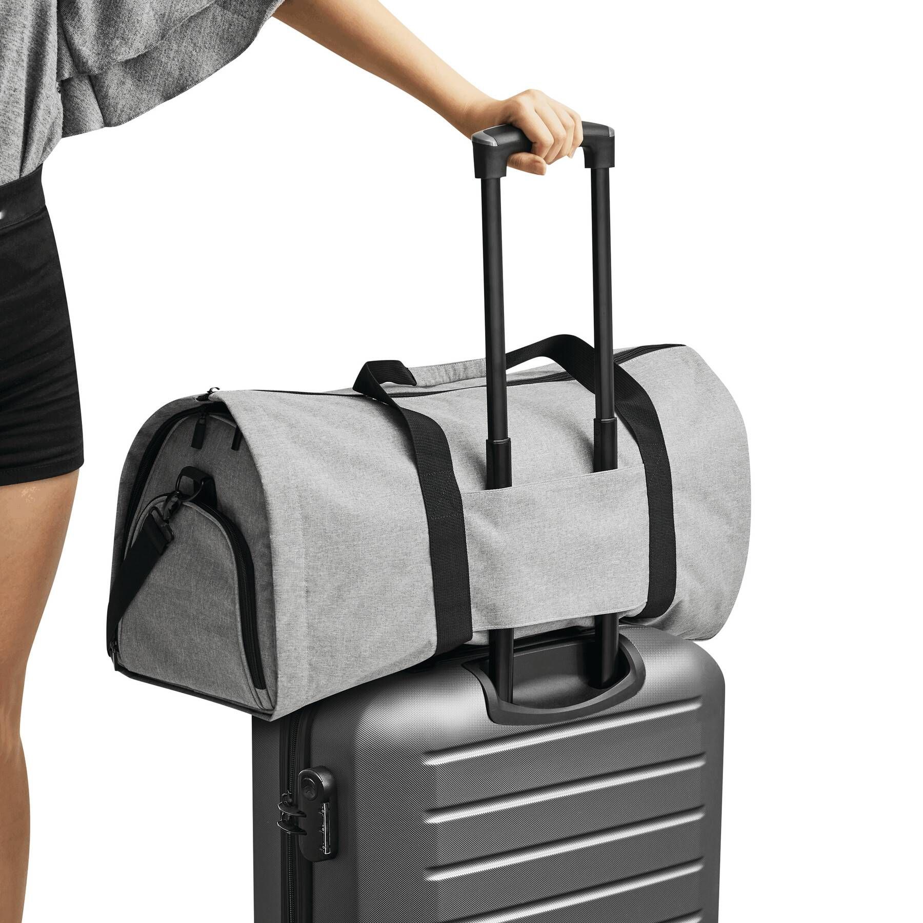 Reisetasche MILANO mit integriertem Kleidersack - grau - schwarz-864