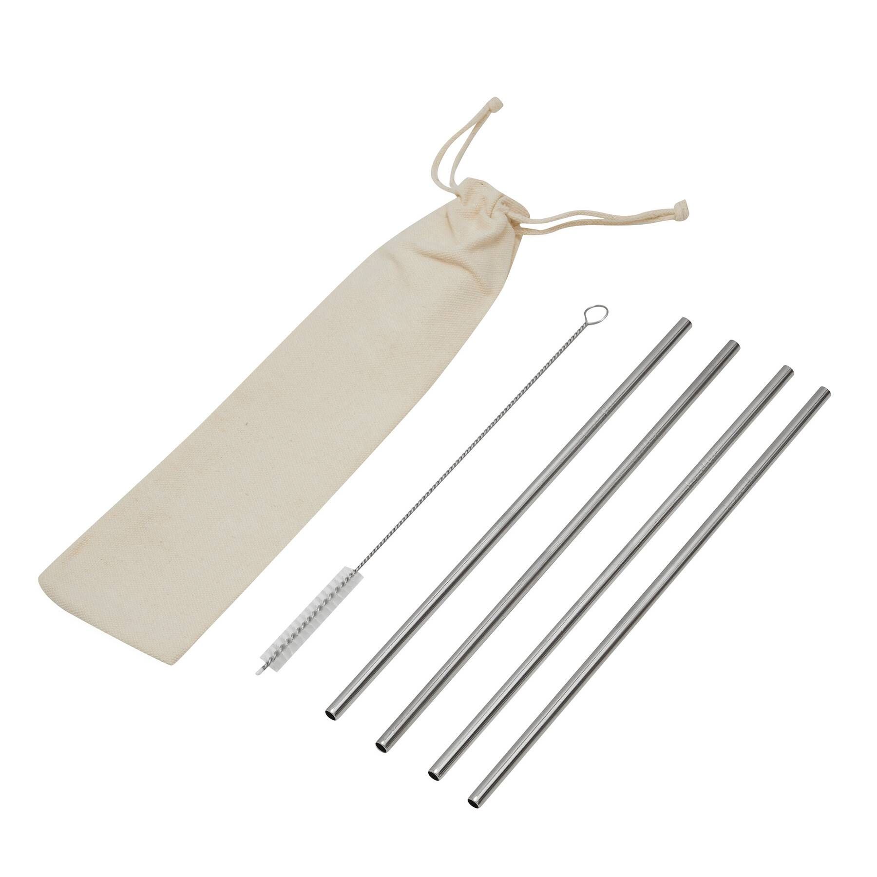 Edelstahl-Strohhalm-Set DRINK FRIENDLY - silber-231