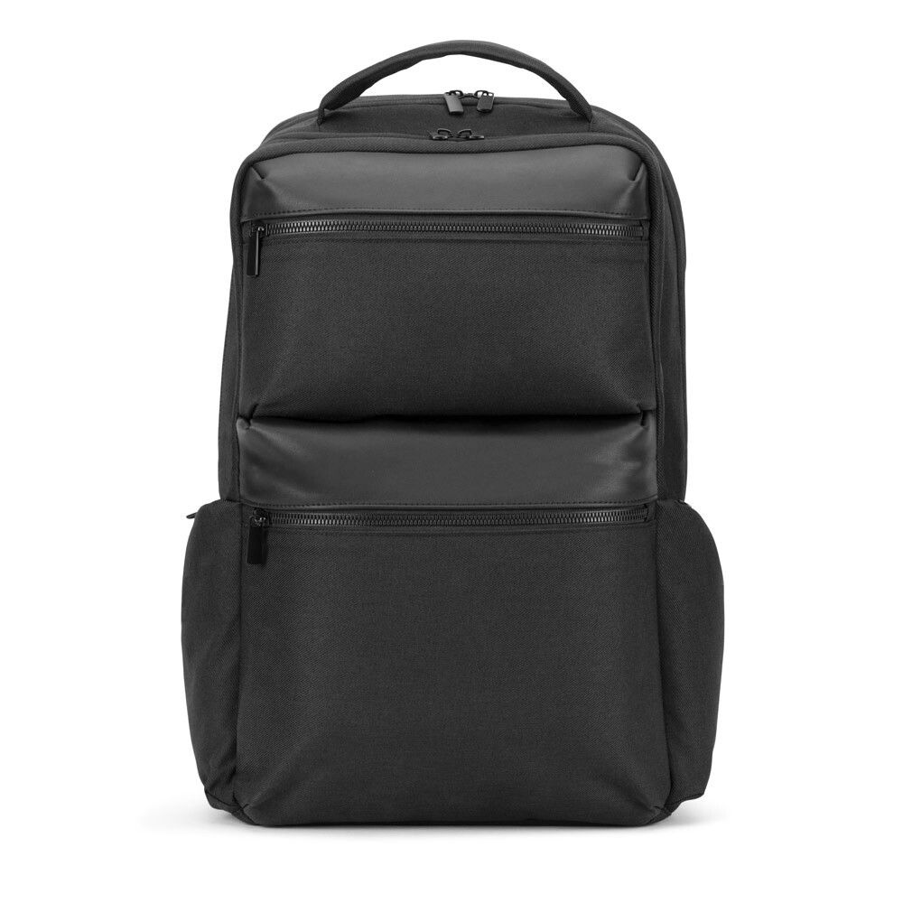 COPENHAGEN Wasserabweisender Rucksack aus recyceltem Twill mit zwei großen Fronttaschen, 17'3 Zoll - schwarz-492