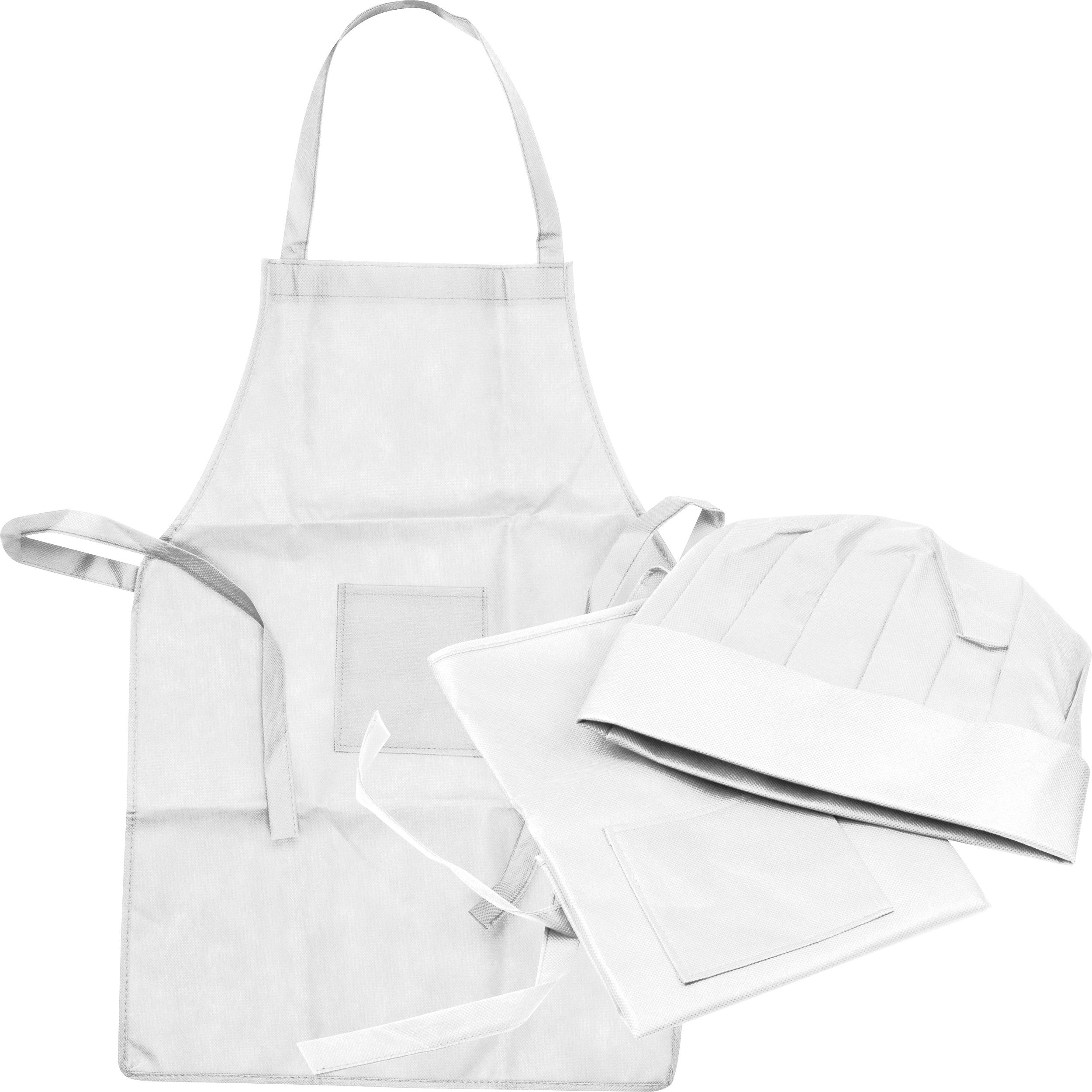 Non Woven Kinderkoch-Set (Schürze + Mütze)  - weiß-797