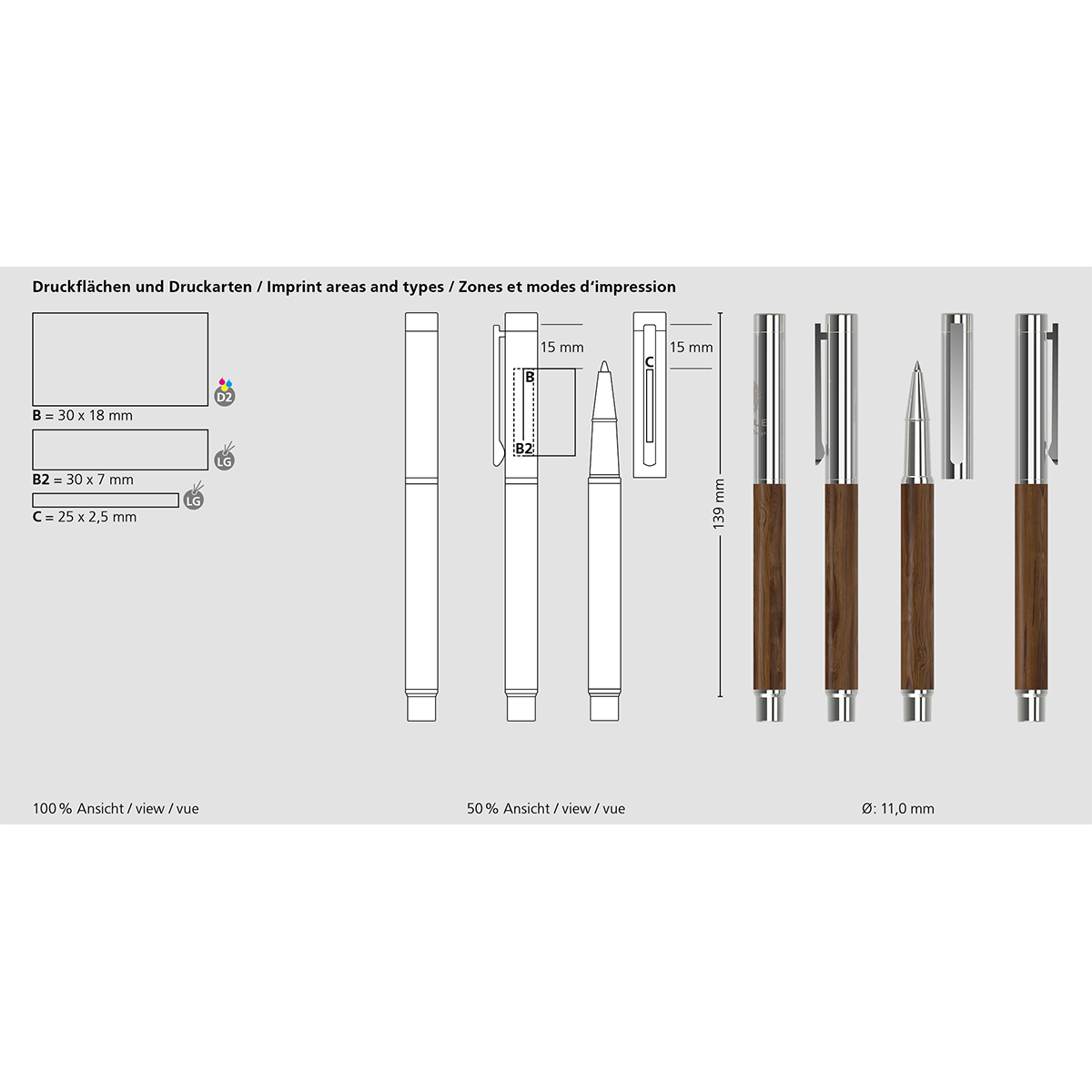 Tintenroller Unique rollerball wood MMc - Nussbaumholz-63