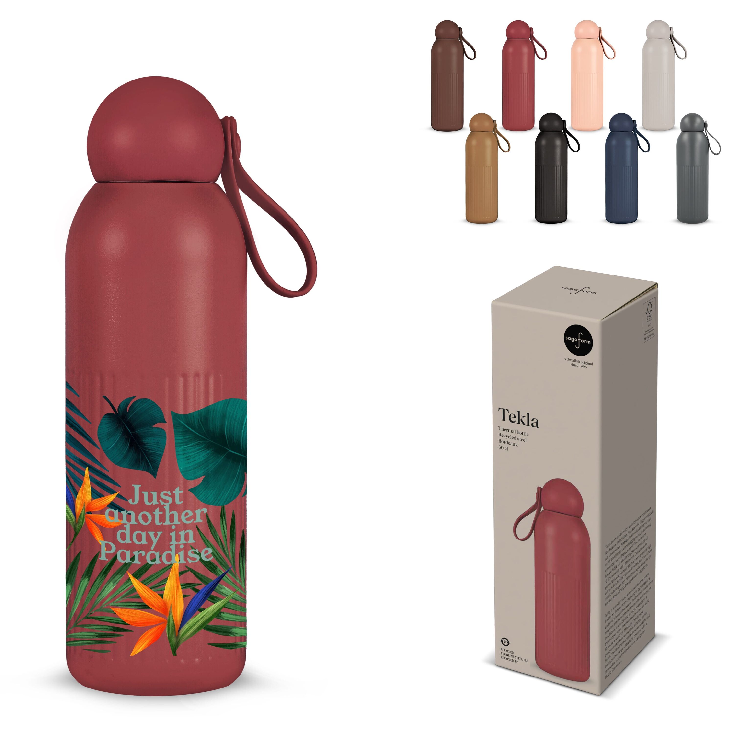 Sagaform Tekla Stahlisolierflasche (recycelt) 500 ml - braun-392