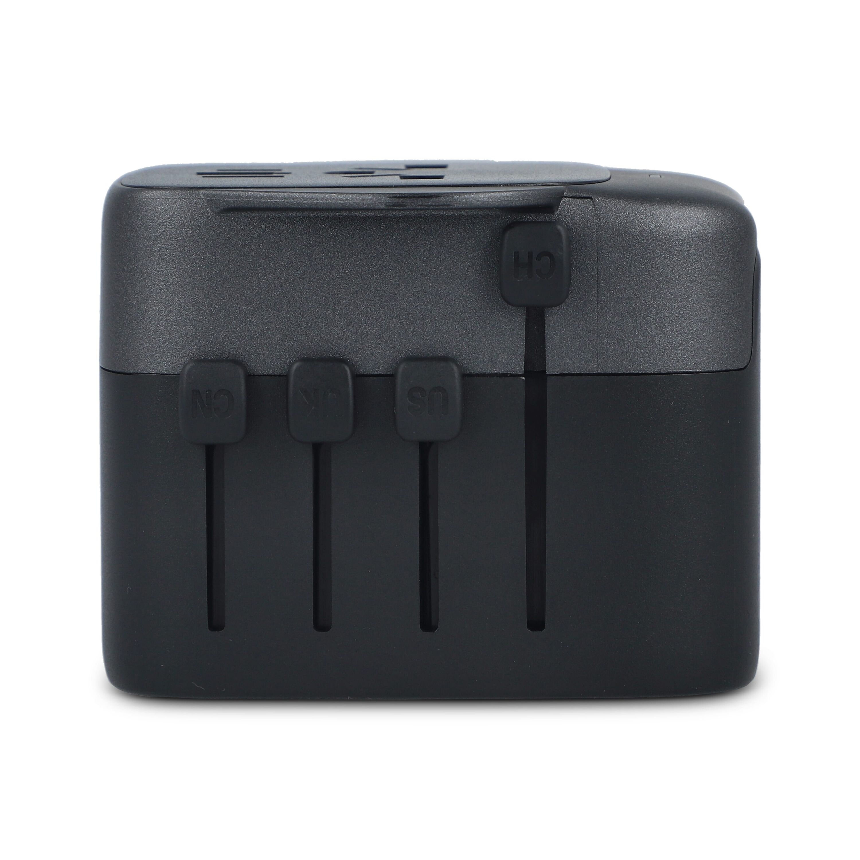 PowerPro Reiseadapter aus Kunststoff - schwarz-545