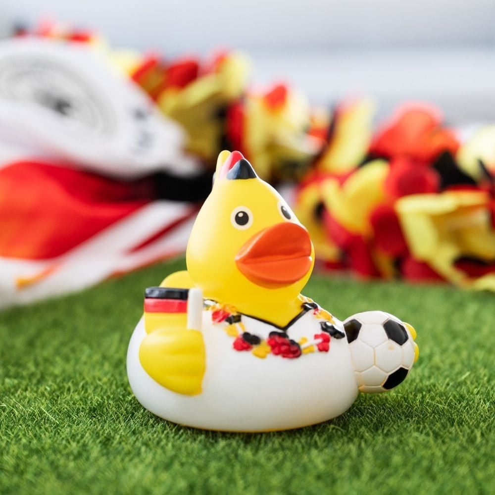 Quietsche-Ente Fußballfan - schwarz - rot - gelb-680