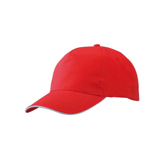 5 Panel Promo Sandwich Cap - red - white-376