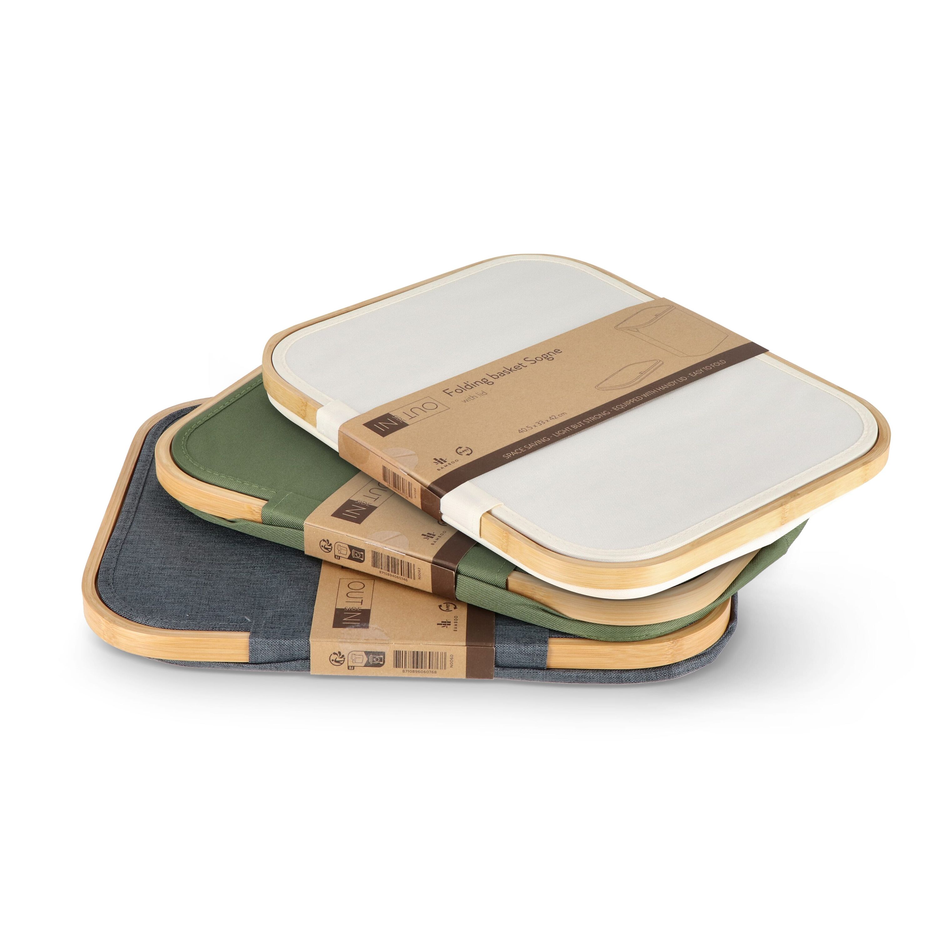 InSideOut faltbarer Korb mit Deckel Sogne 40,5 x 33 x 42cm rPET - natur-216