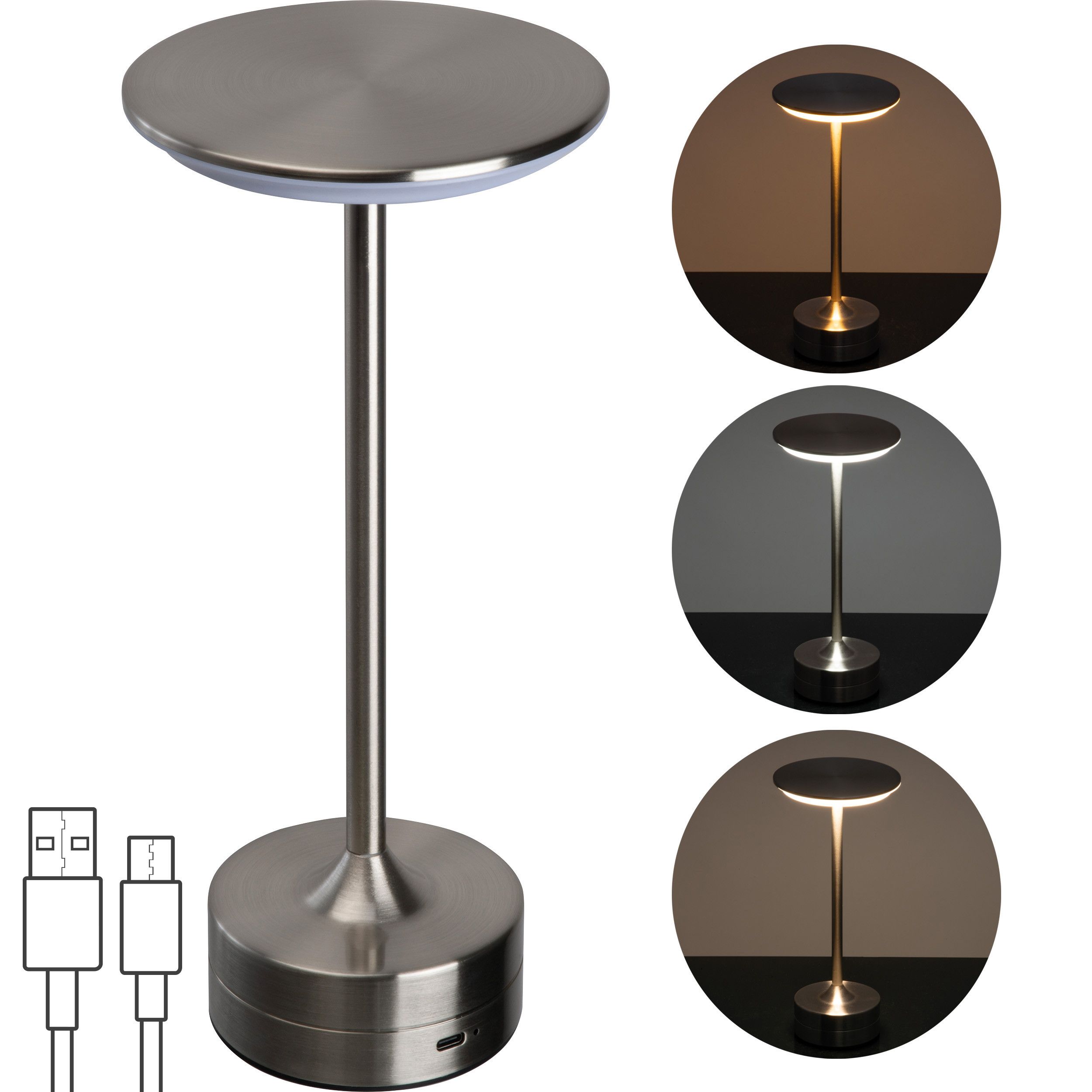 Tischlampe aus Edelstahl - silbergrau-645