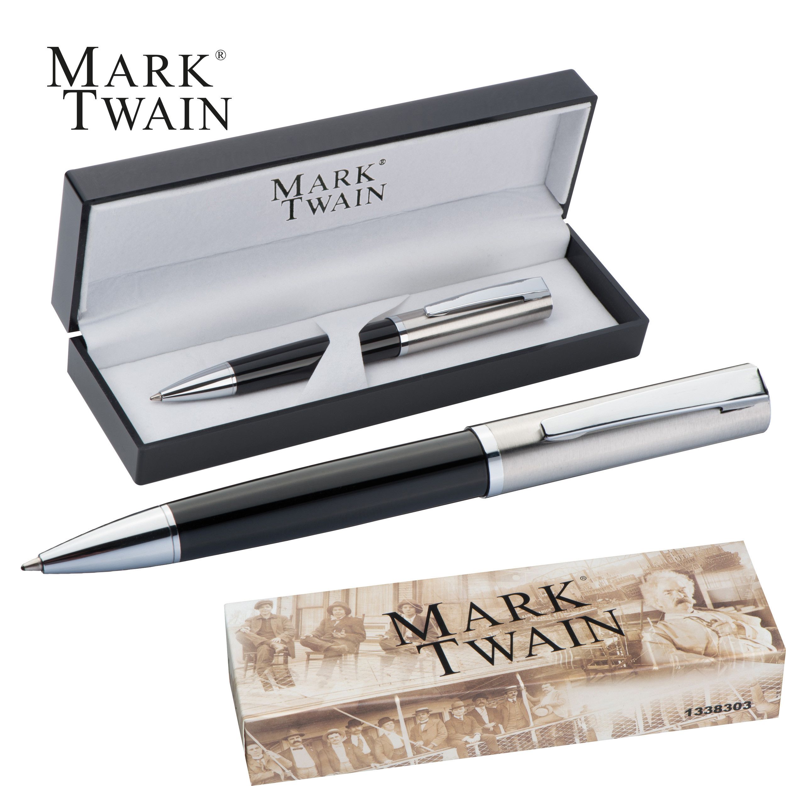 Mark Twain Kugelschreiber in Geschenkbox  - schwarz-59