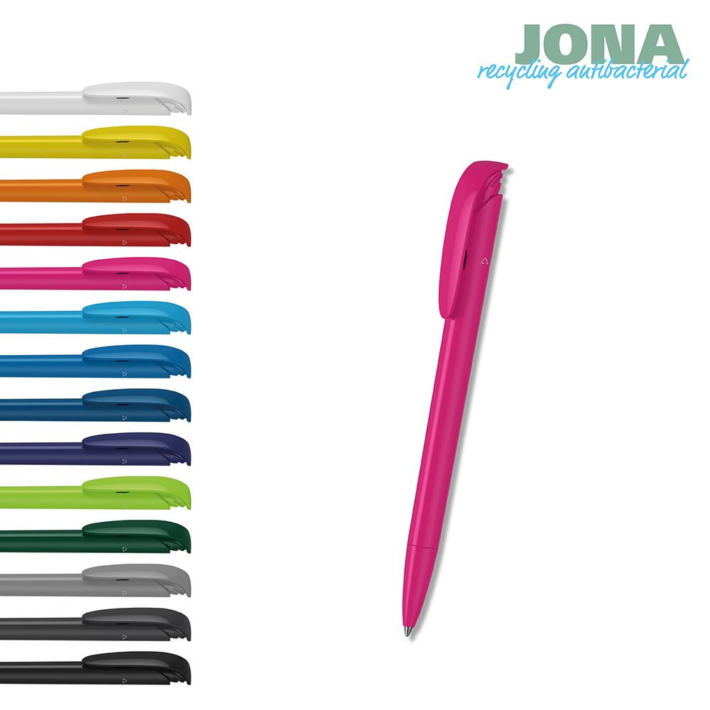 Druckkugelschreiber Jona recycling antibacterial - anthrazit-442