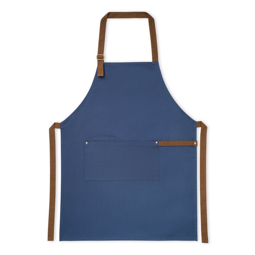 VESPER Schürze aus 100% Canvas-Baumwolle (300 g/m²) mit Metalldetails - blau-74