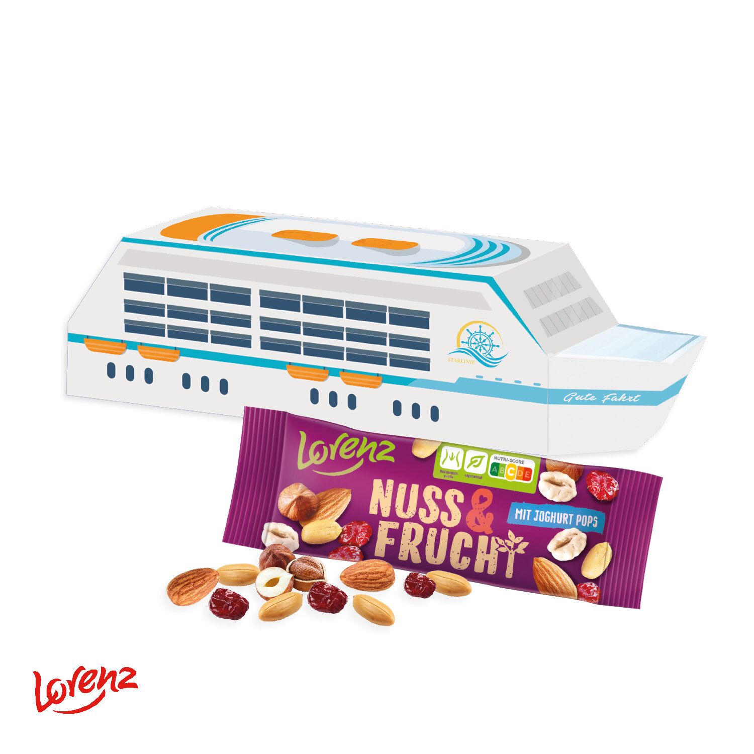 3D Präsent "Schiff" mit Lorenz Nuss & Frucht-711