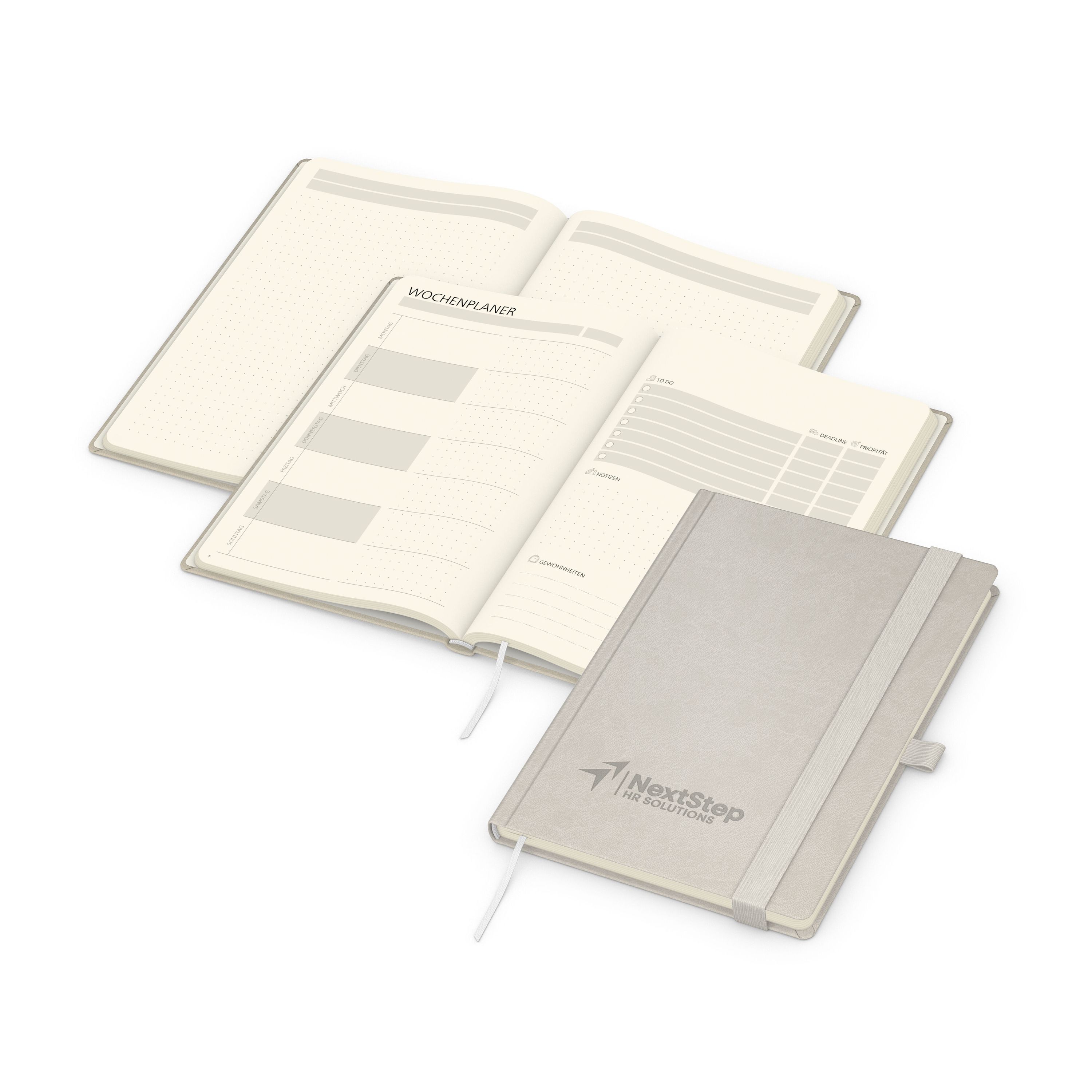 Notizbuch orgaLine Mainbook, Creme, steingrau-217