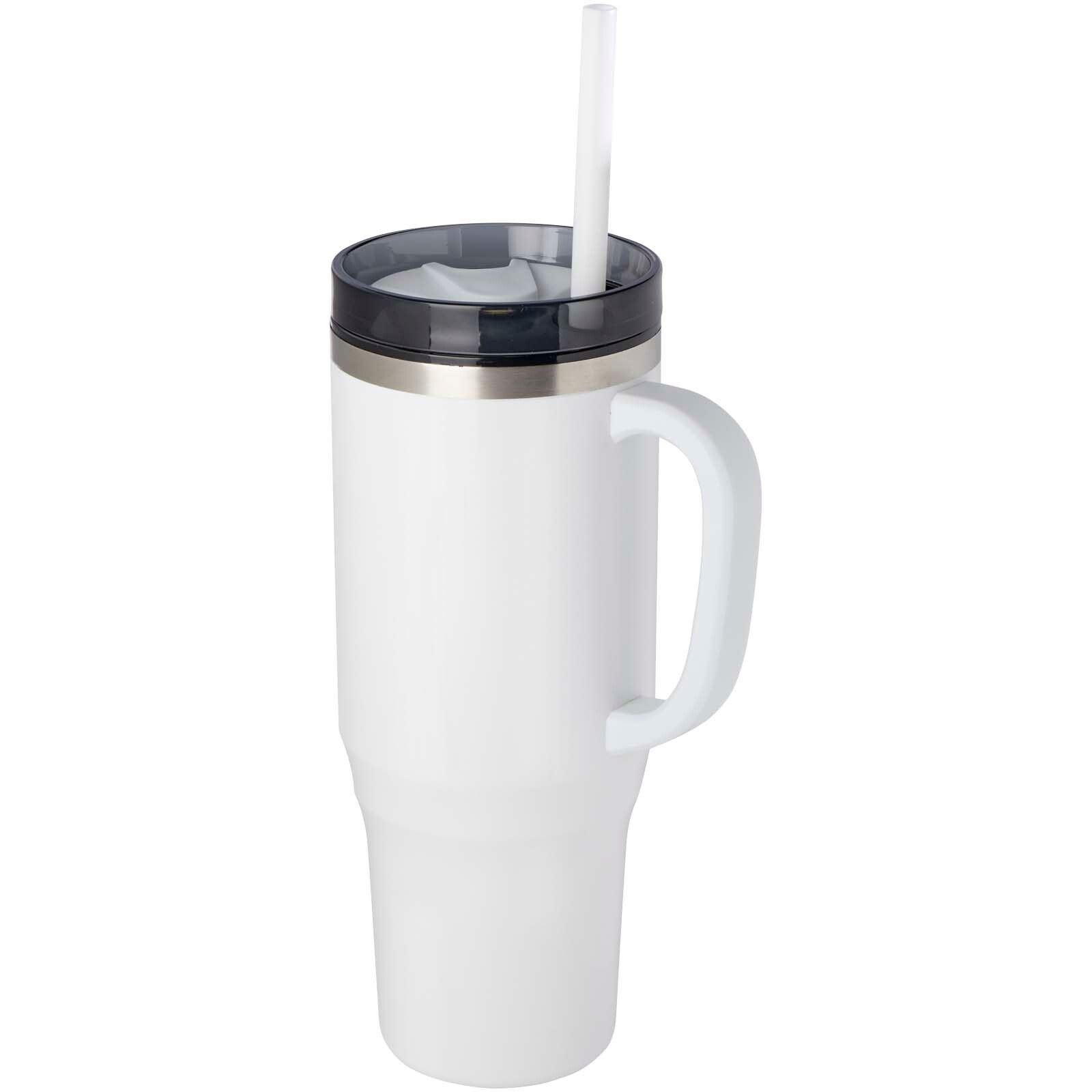 Melbourne 1200 ml RCS-zertifizierter Isolierbecher mit Strohhalm - weiss-668