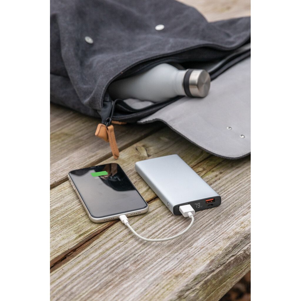 18W PD Powerbank mit 10.000 mAh aus Aluminium - silber-881