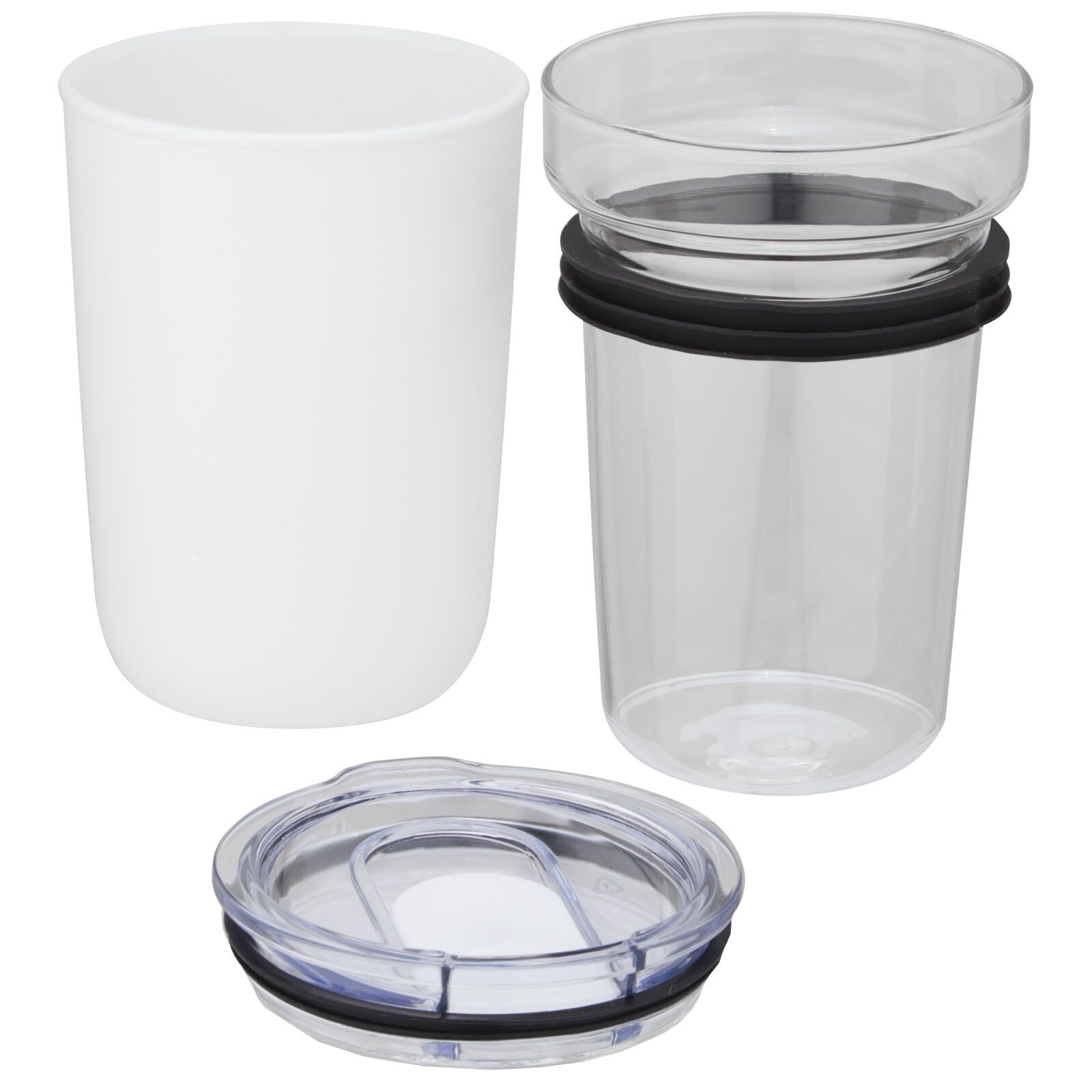 Bello 420 ml Glasbecher mit Außenwand aus recyceltem Kunststoff - weiss-753