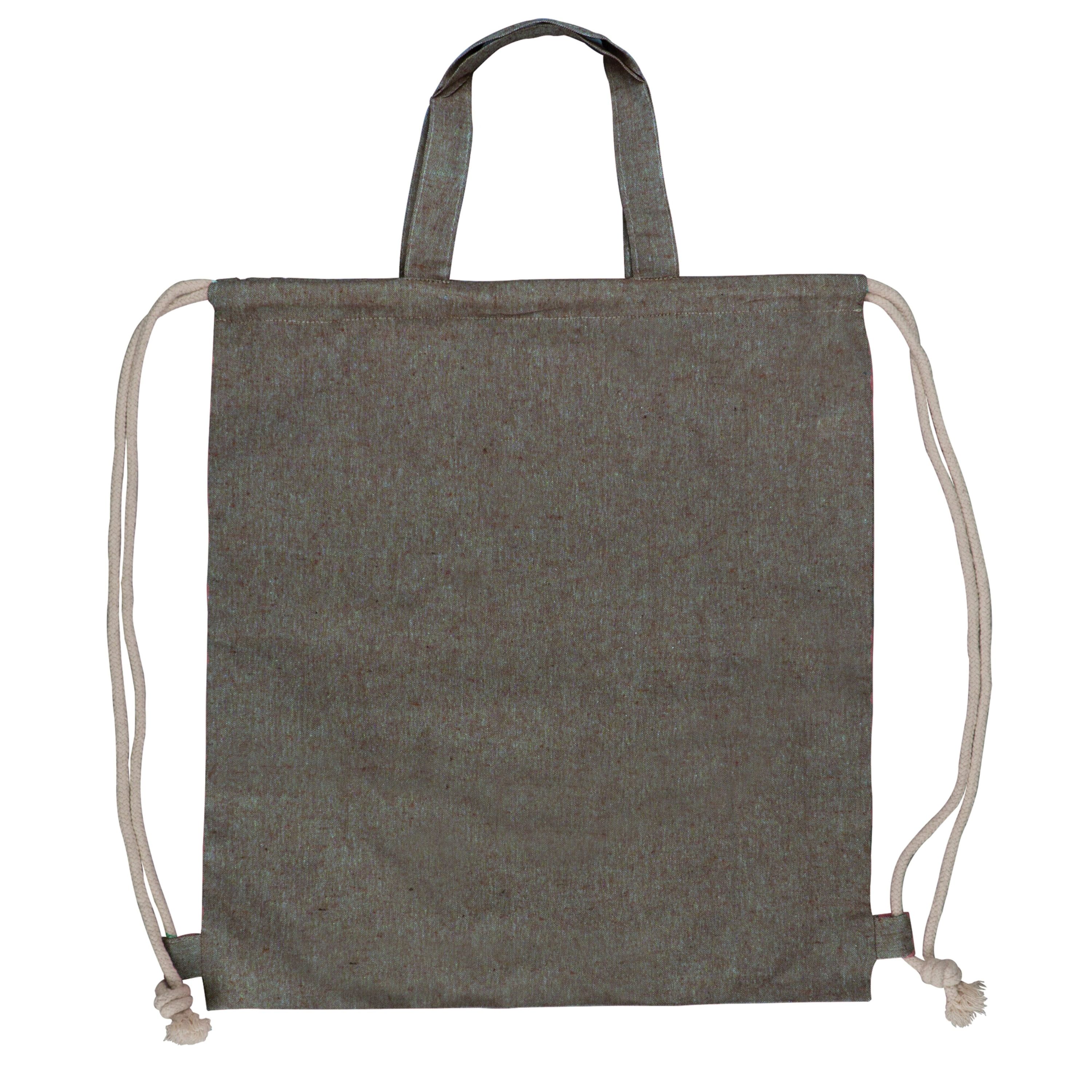 Tasche/Beutel mit Kordelzug aus recycelter Baumwolle 38x42cm - grau-759