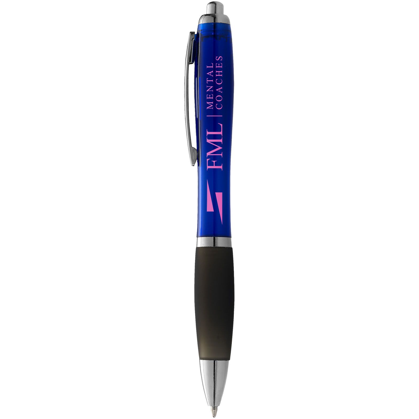 Nash Kugelschreiber farbig mit schwarzem Griff (schwarze Mine) - blau -  schwarz-439