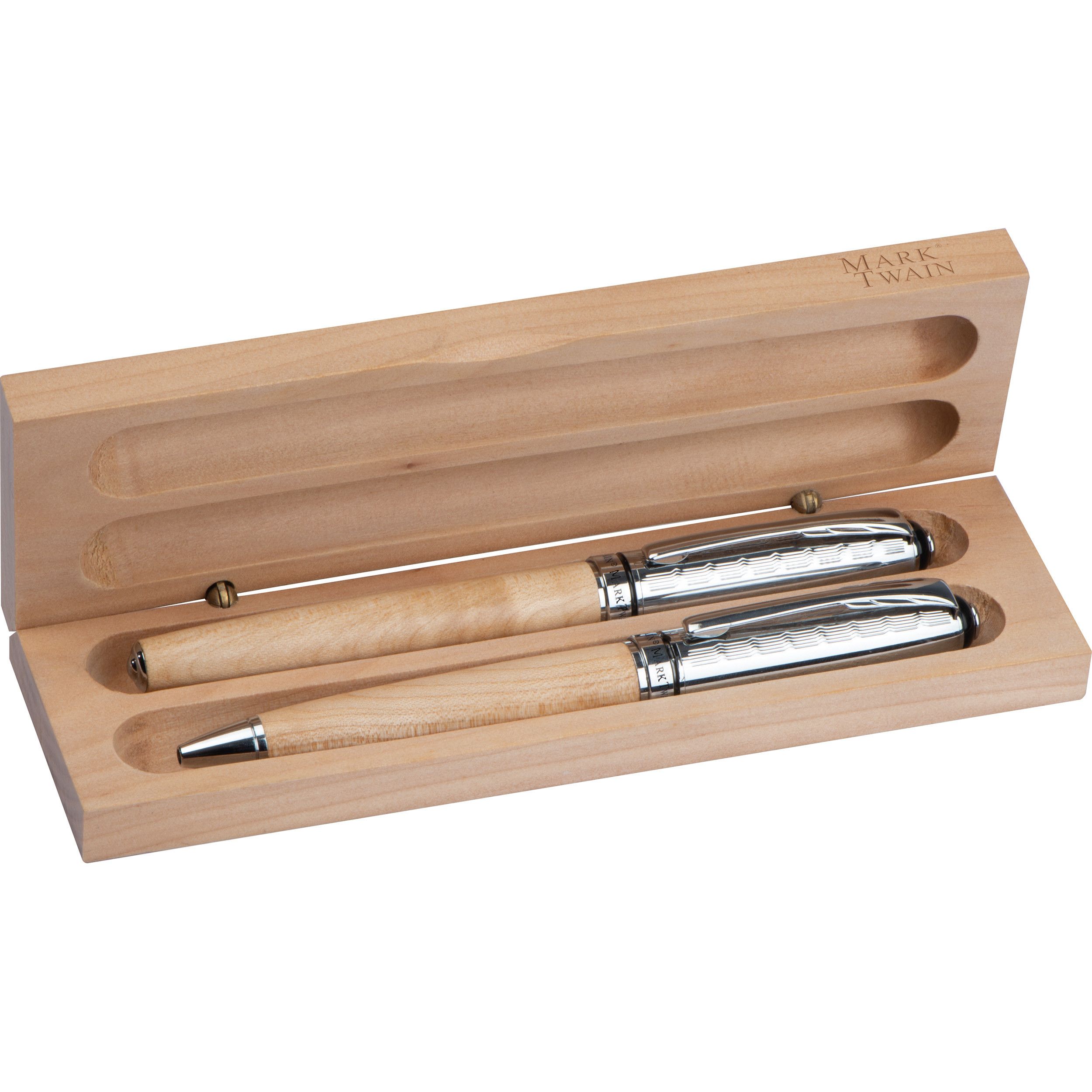 Mark Twain Schreibset aus Holz - beige-870