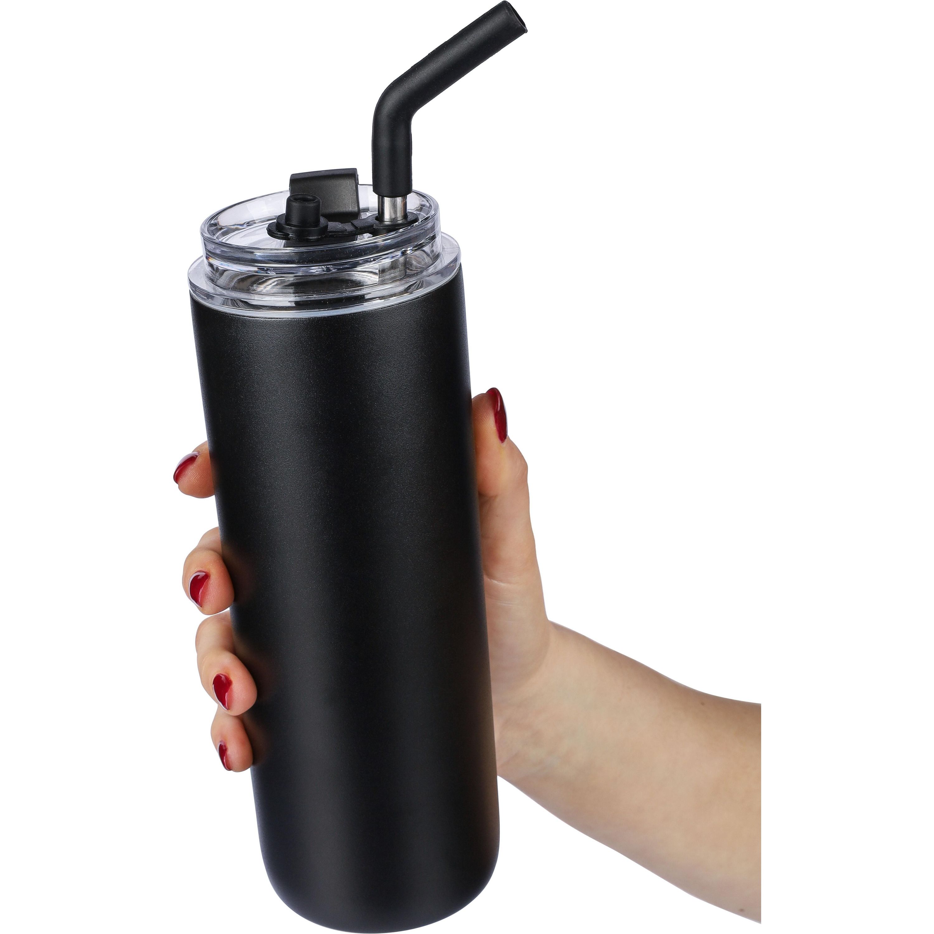 Doppelwandige Edelstahl-Trinkflasche (500 ml) Omari - schwarz-470