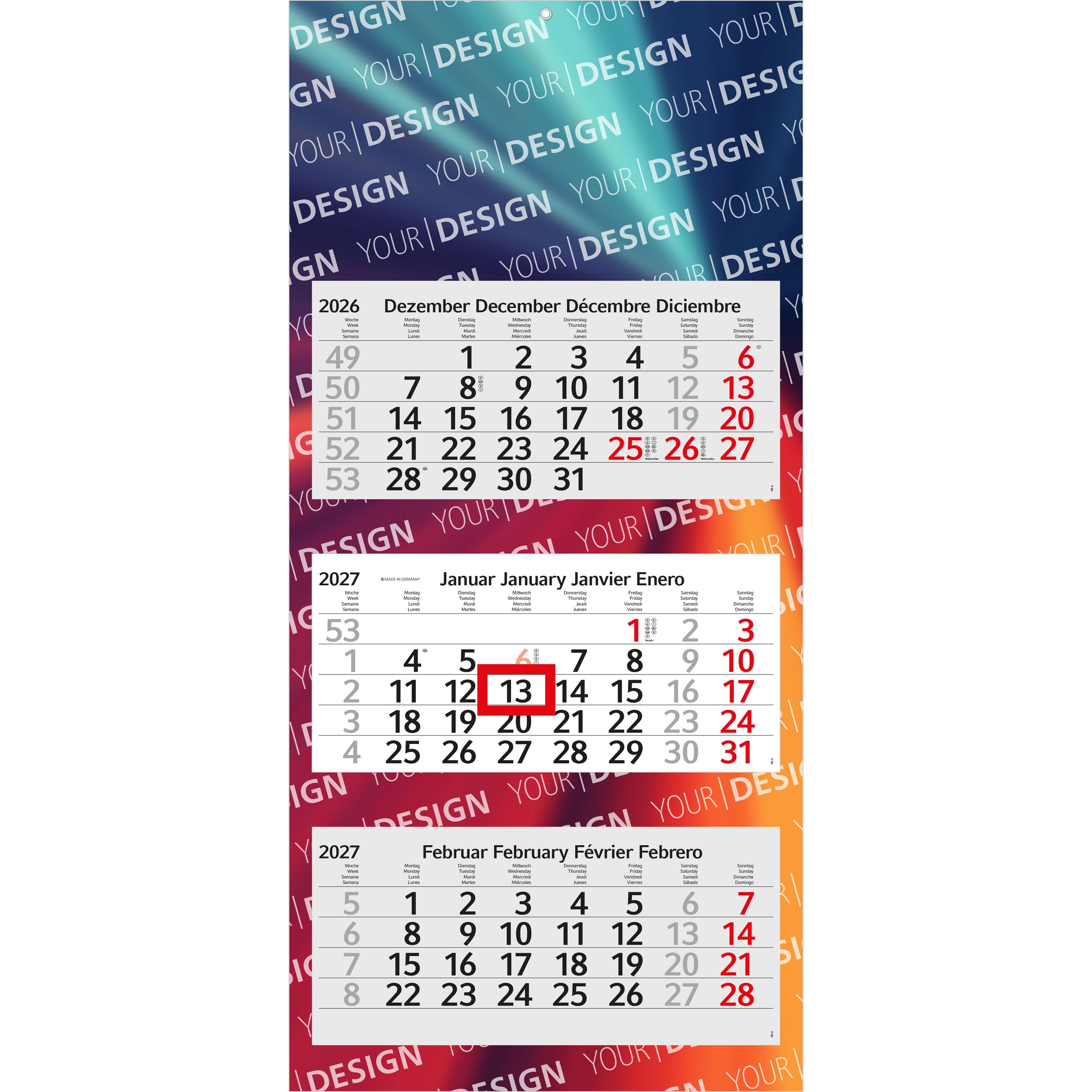 3-Monatskalender Mehrblock Profil 3-87