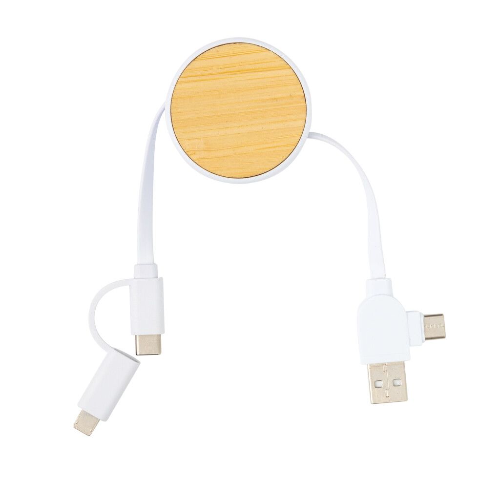 Ontario ausziehb. 6-in-1 Kabel aus RCS recyceltem Kunststoff - weiß-139