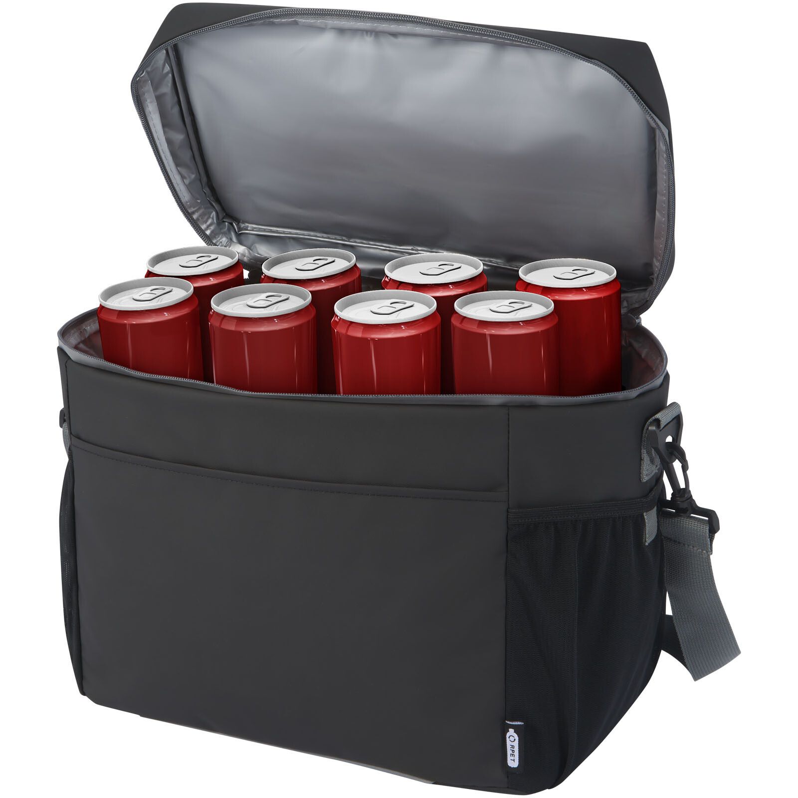 Aqua wasserabweisende Kühltasche für 20 Dosen aus GRS Recyclingmaterial 22 L - schwarz-843