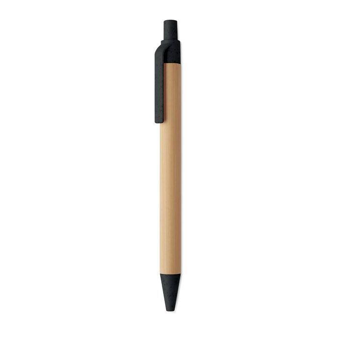 Druckkugelschreiber mit Bambus ITEA COLOUR - schwarz-504