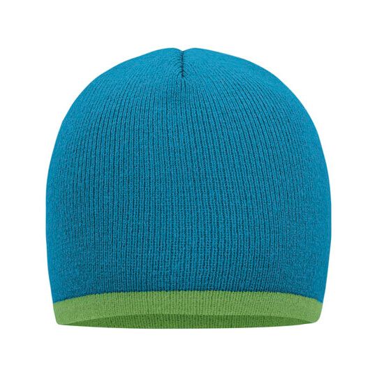 Beanie With Contrasting Border - royal - red-14