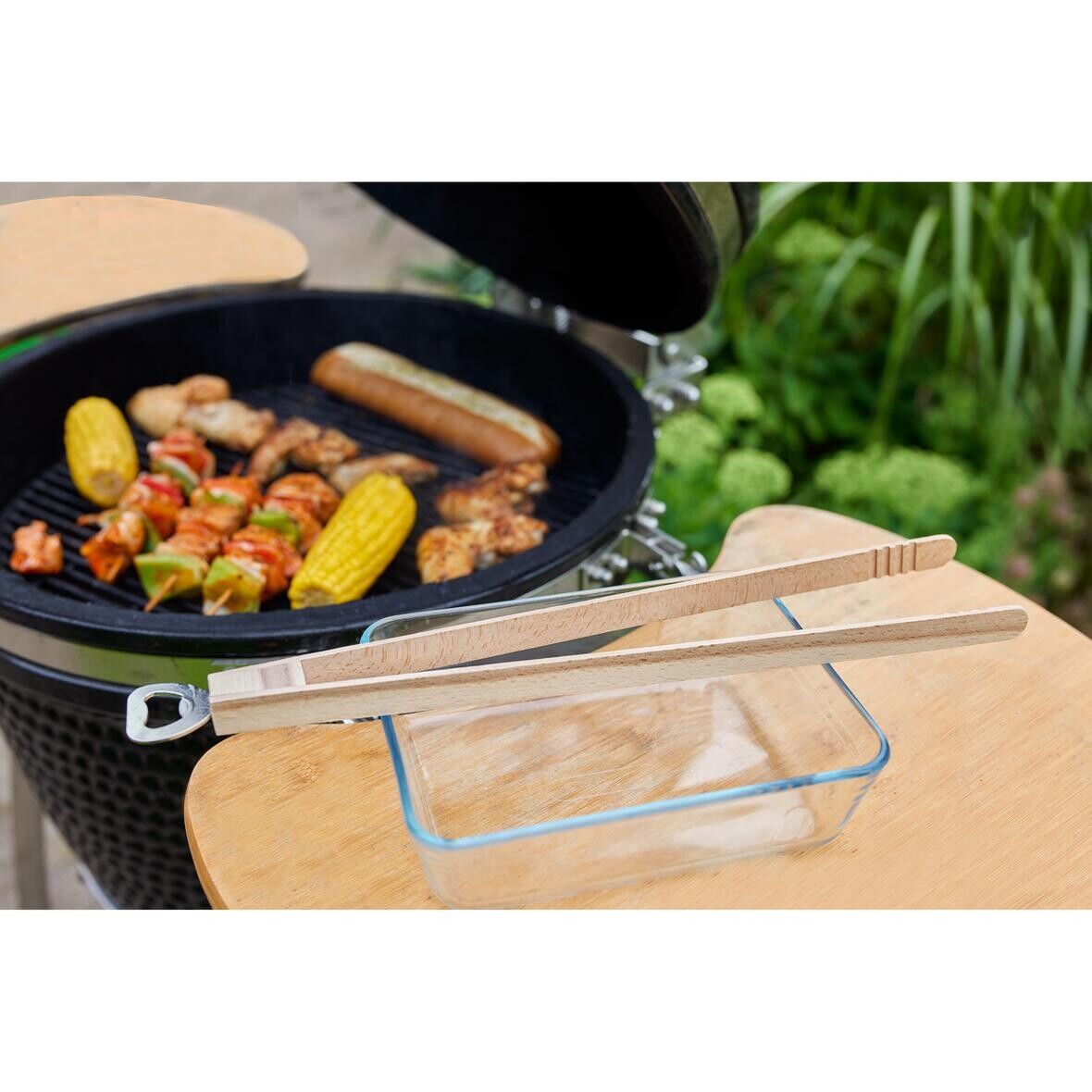 Holz-Grillzange Opener mit Kapselheber, 43 cm - natur-915