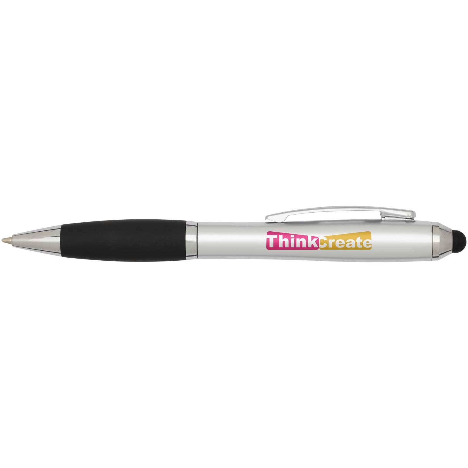 Nash RCS Stylus Kugelschreiber aus recyceltem Kunststoff mit farbigem Schaft und schwarzem Griff (schwarze Tinte) - silber-883