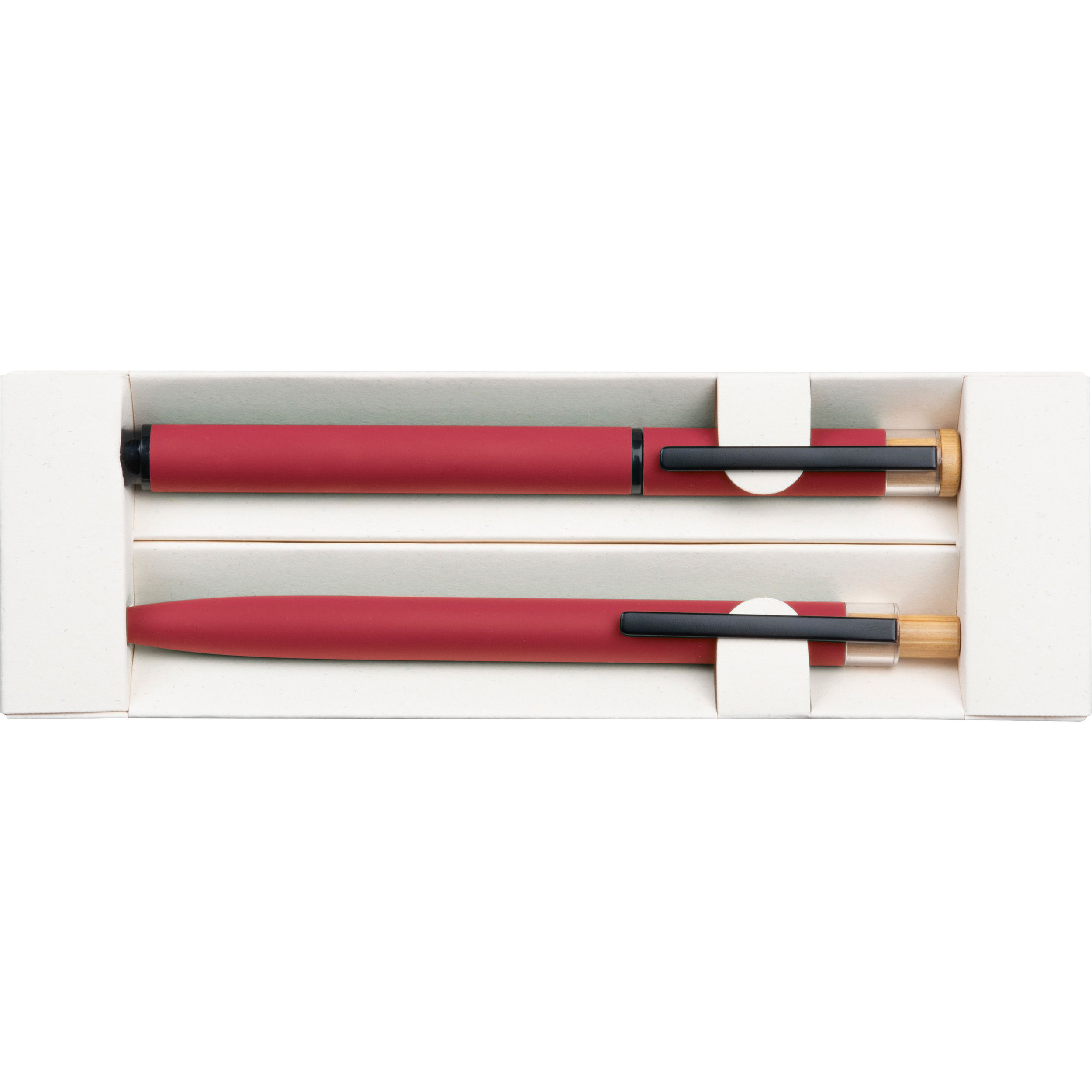 Schreibset mit Kugelschreiber und Rollerball aus recyceltem Aluminium  - rot-42