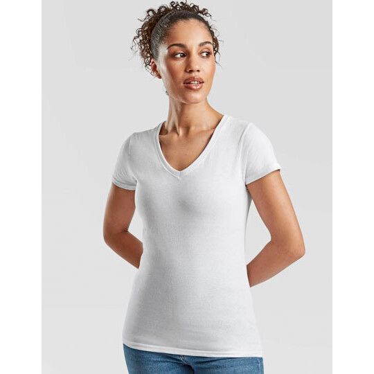 Ladies´ Valueweight V Neck T - white-962